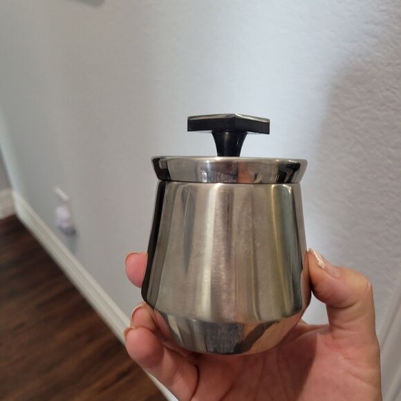 Vintage Stanley Roberts Stainless Steel Velvet Design Sugar & Creamer w/Tray MCM - Picture 7 of 16